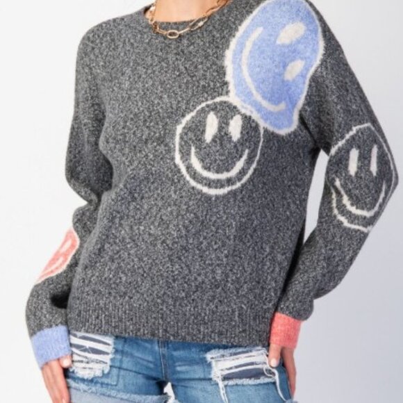 SWEATER PULLOVER - SMILEY FACE KNIT - Picture 2 of 4